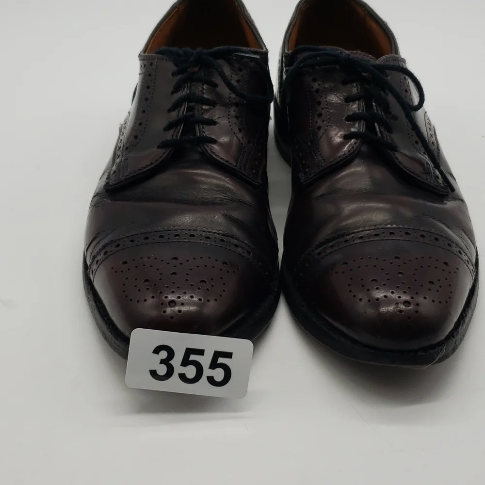 𝅺allen Edmonds Sanford Men 8D burgundy dress shoes cap toe lace up oxford brogue